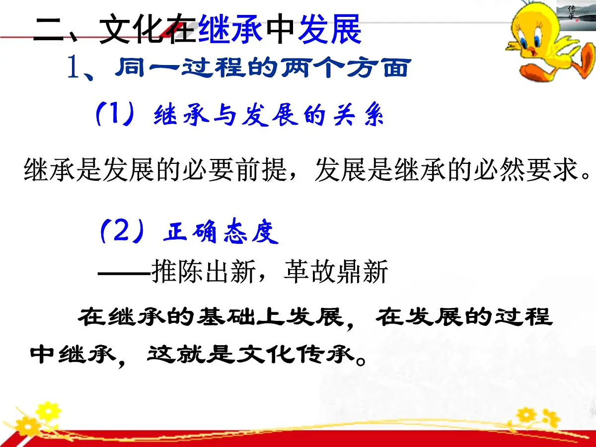 人教版 (新课标)高中政治必修3 2-4-2《文化在继承中发展》新课讲知课件第4页