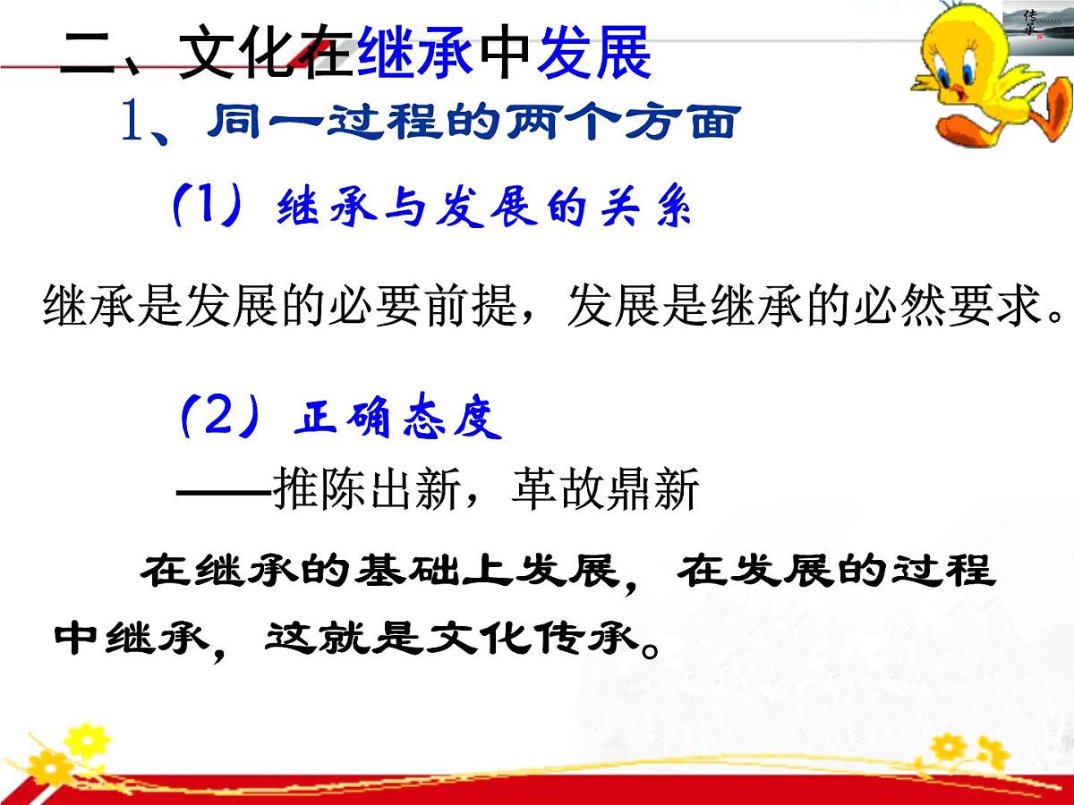 人教版 (新课标)高中政治必修3 2-4-2《文化在继承中发展》新课讲知课件第4页