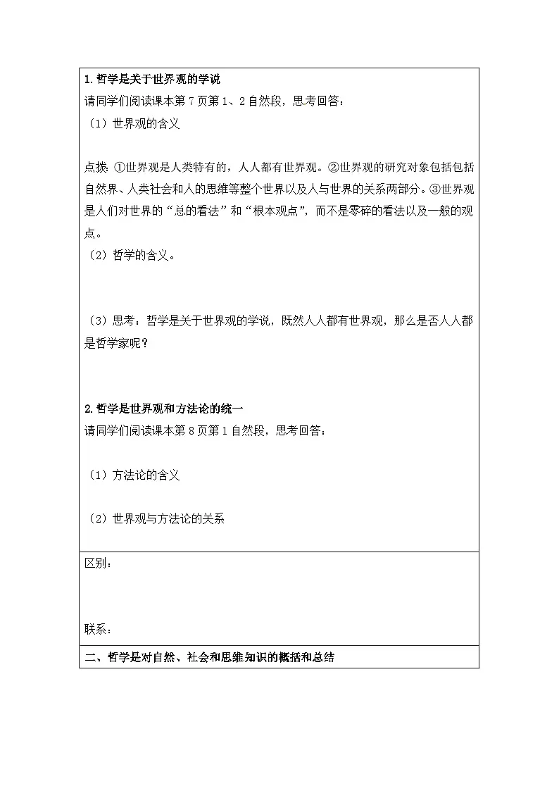 人教版 (新课标)高中政治必修4 1-1-2《关于世界观的学说》导学案第2页