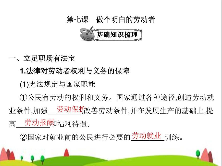 藝考生高考政治復習選擇性必修2法律與生活第三單元第七課做個明白的勞動者課件第3頁