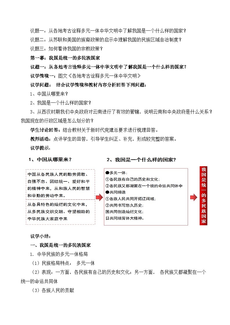 人教统编版高一政治必修三6.2 民族区域自治制度(教学设计)第2页