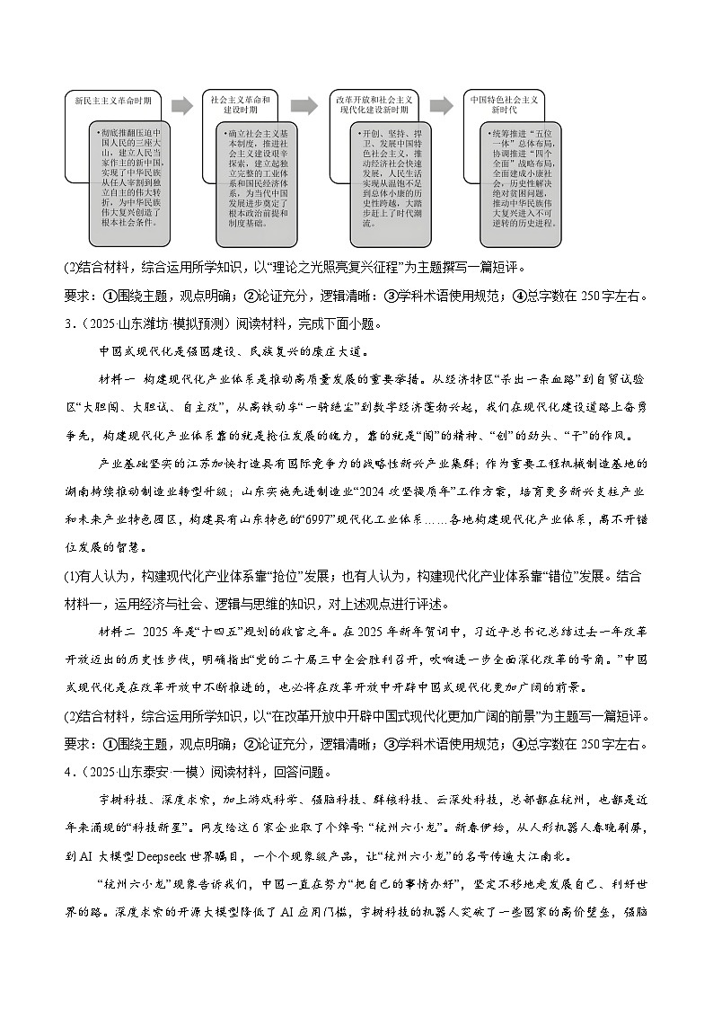 猜押题型02 短评类试题(原卷版)-2025年高考政治冲刺抢押秘籍(新高考通用)第3页