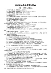 高中政治2025届高考易错易混知识点整理（必修一二三）