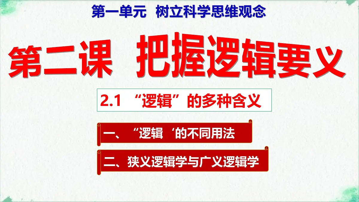 2.1 “逻辑”的多种含义(课 件)-2024-2025学年高中政治《逻辑与思维》(统编版选择性必修3)课件PPT第2页