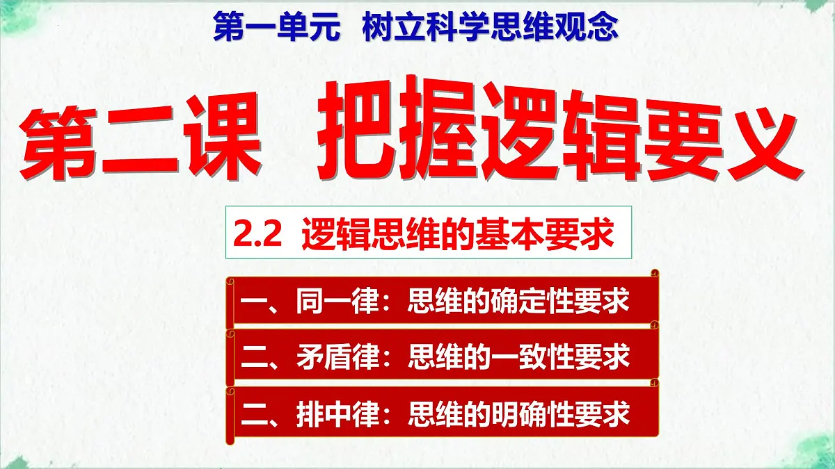 2.2 逻辑思维的基本要求(课 件)-2024-2025学年高中政治《逻辑与思维》(统编版选择性必修3)课件PPT第2页