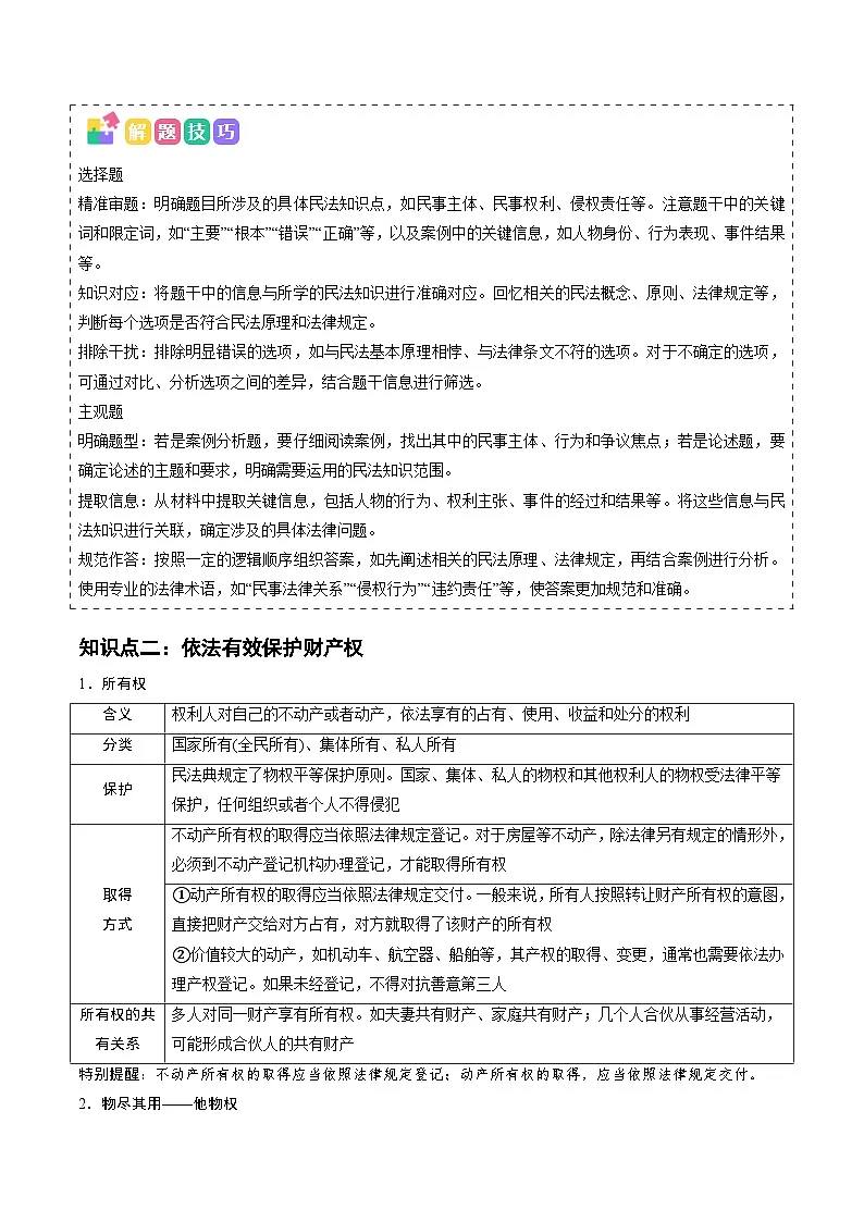 2025年高考政治抢押秘籍(江苏专用)高频考点11民事权利与义务练习第3页