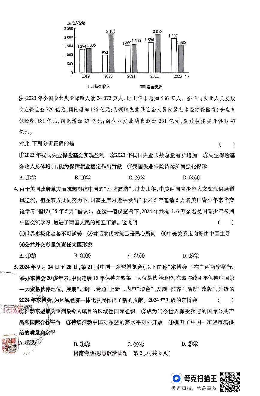 王后雄 高考押题预测卷 2025河南专版 思想政治第2页
