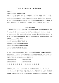上海市长宁区2025届高三下学期二模政治试卷（Word版附答案）