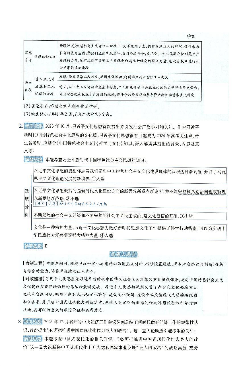 安徽省2024年普通高中学业水平选择性考试临考预测押题密卷政治A卷答案详解第2页