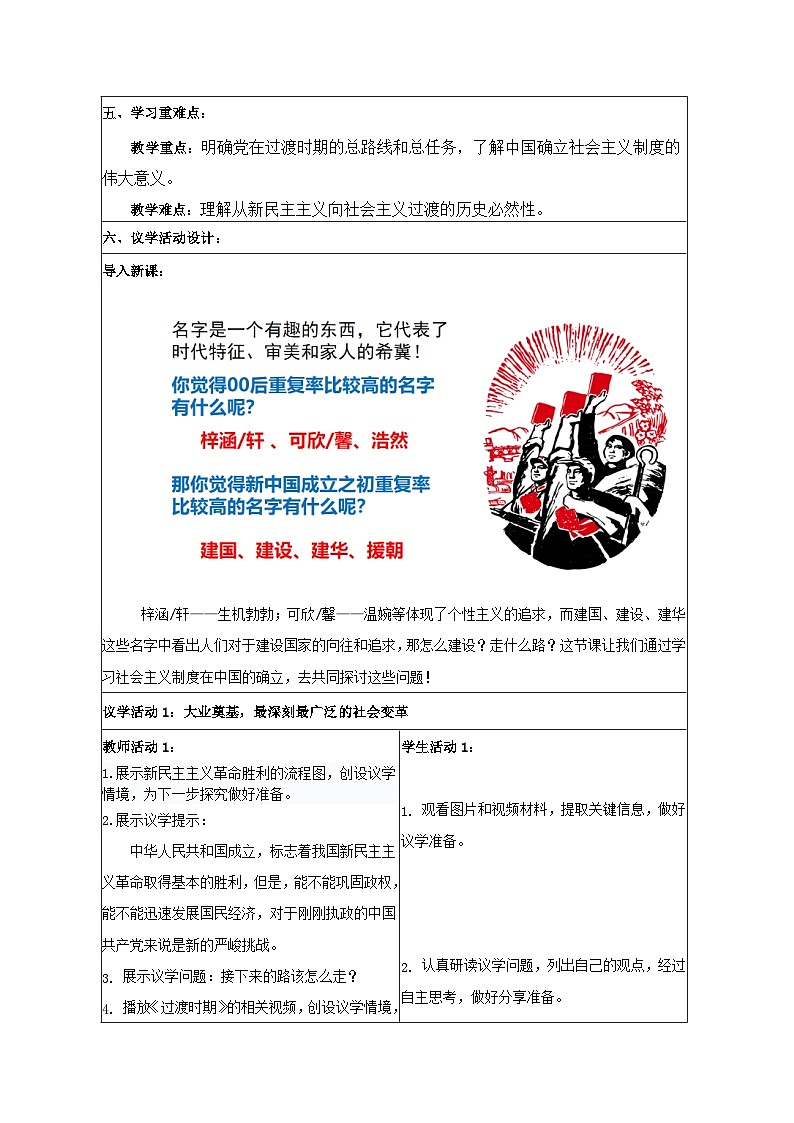 2.2社会主义制度在中国的确立 教学设计 统编版高中思想政治必修1中国特色社会主义第2页