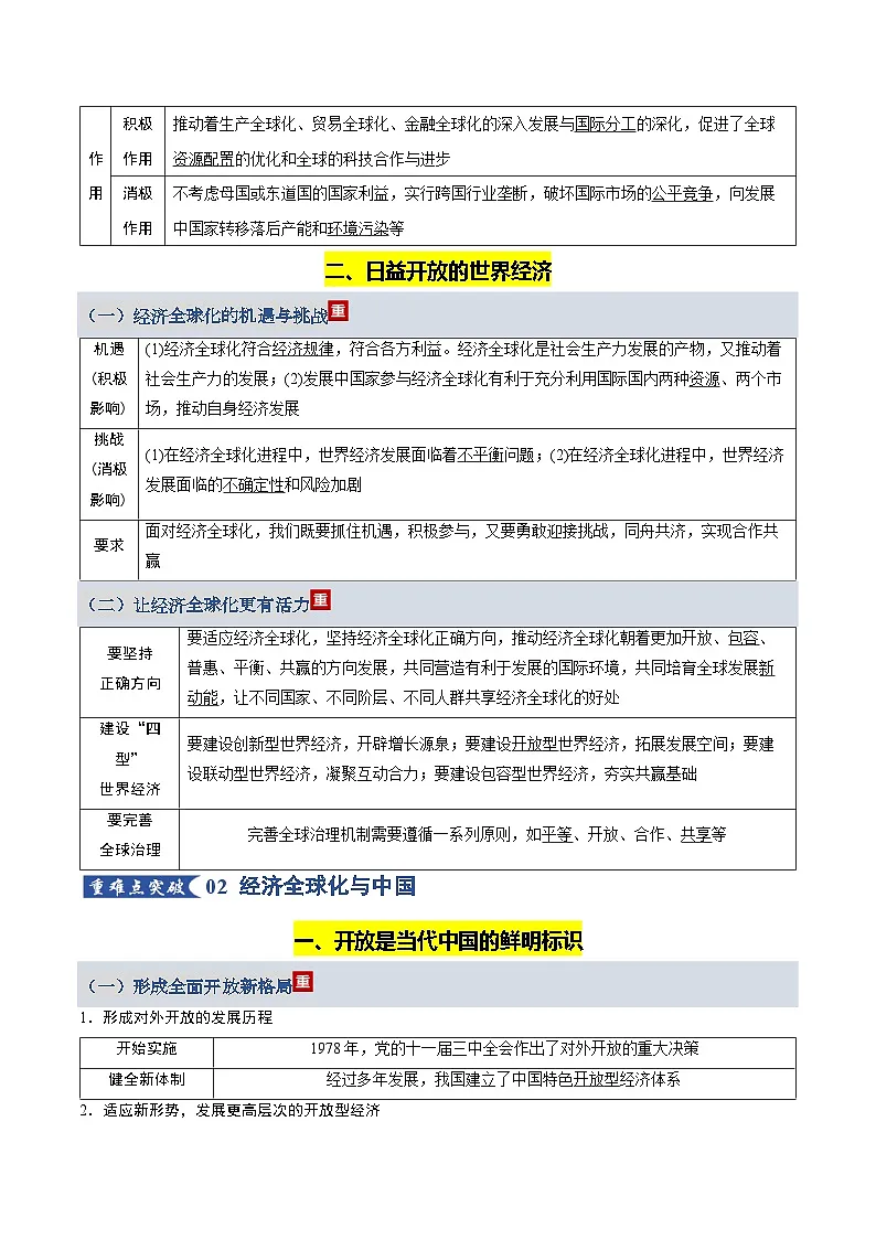 第三单元 经济全球化(知识清单)(全国通用)-2026年高考政治一轮复习第3页