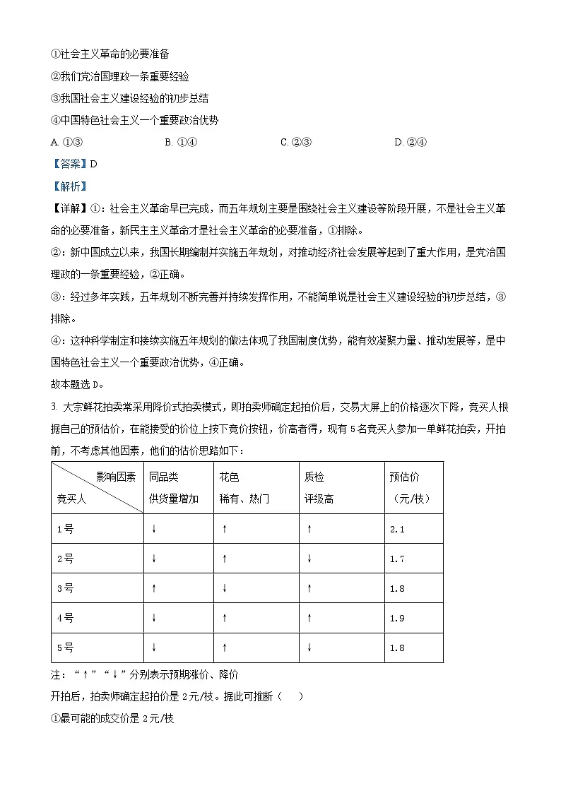 2025年高考真题——政治(云南卷) Word版含解析第2页