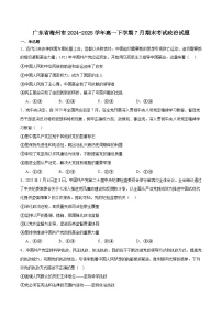 广东省梅州市2024-2025学年高一下学期期末考试政治试卷（含答案）含答案解析