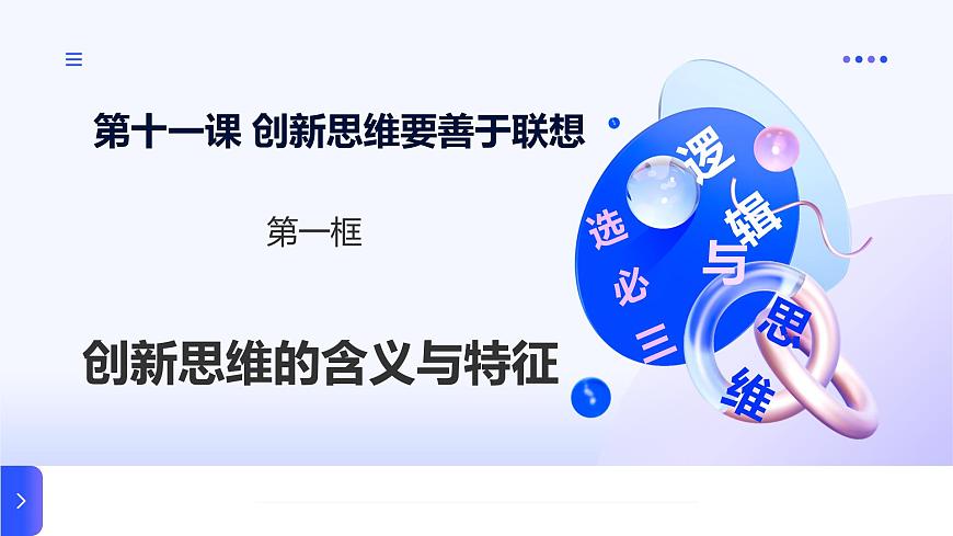 人教统编版高一政治选必三11.1创新思维的含义与特征(课件)第1页