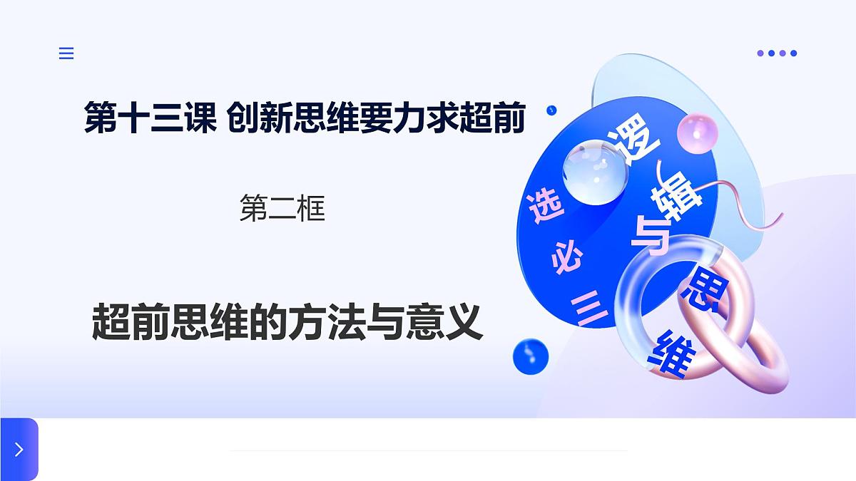 人教统编版高一政治选必三13.2超前思维的方法与意义(课件)第1页