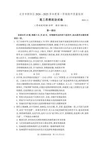 2025届北京市朝阳区高三下学期11月期中质量检测-政治试卷(含答案)