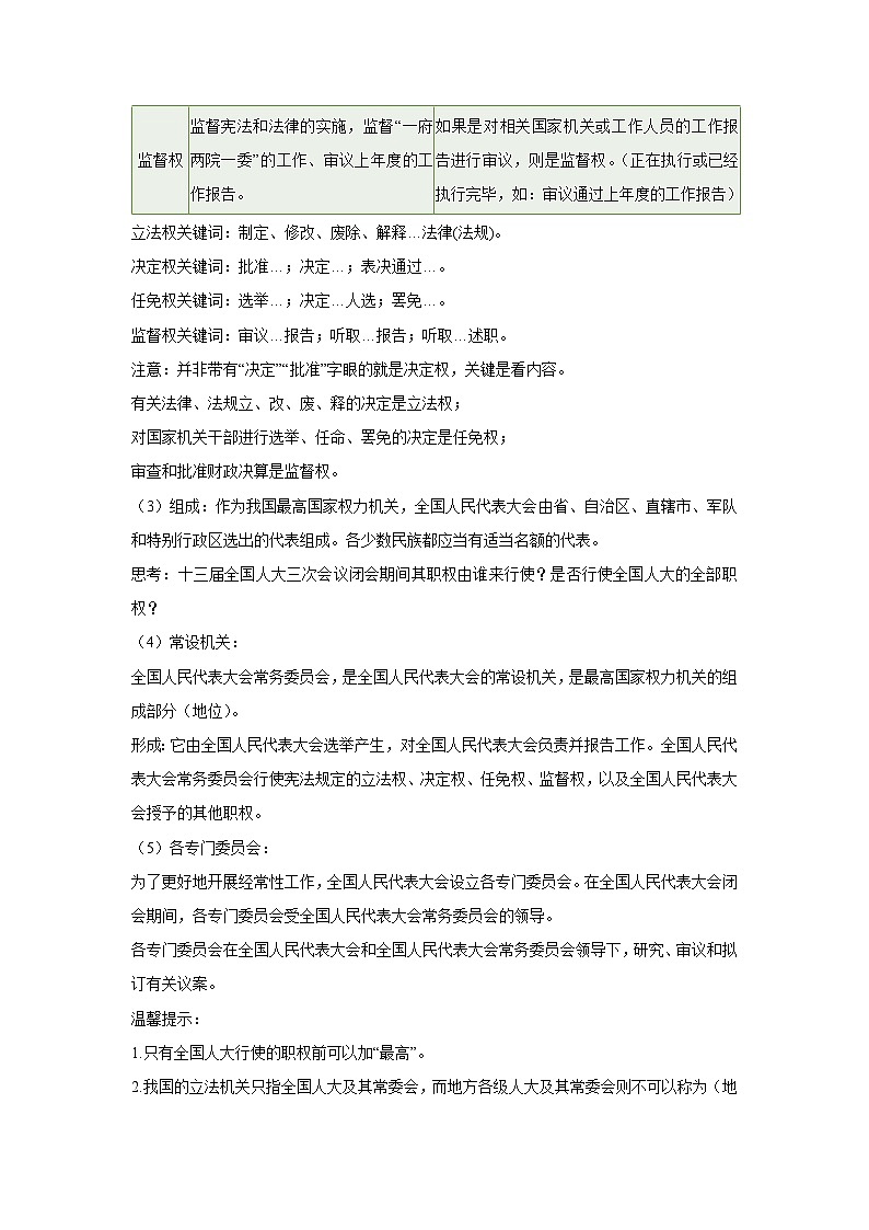 5.1 人民代表大会:我国的国家权力机关(教案)高中政治必修三 政治与法治 统编版第3页