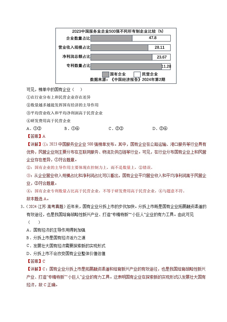 专题02 生产资料所有制与经济制度 Word版含解析第3页