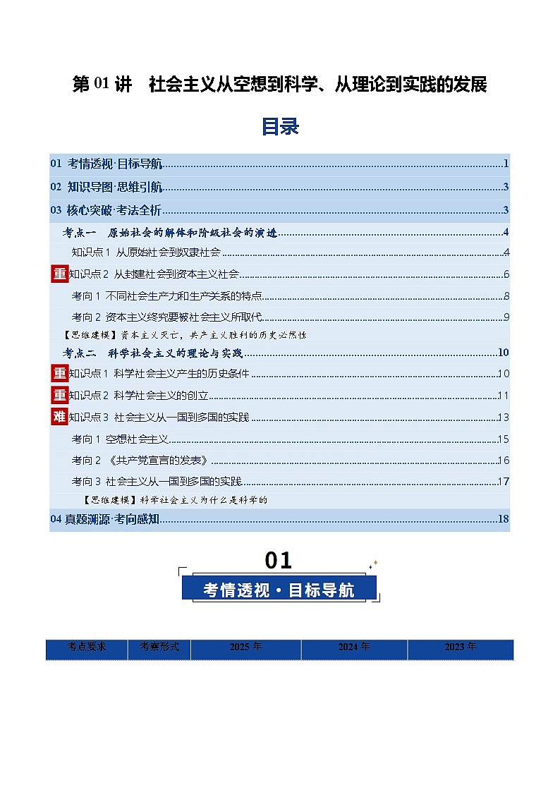 高考政治一轮复习-社会主义从空想到科学、从理论到实践的发展(复习讲义)(原卷版)(全国通用)第1页