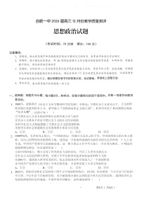 安徽合肥一中2025-2026学年高三上学期12月考试政治试卷