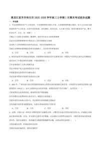 黑龙江省齐齐哈尔市2026届高三上学期1月期末考试政治（含答案）试卷