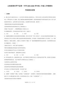 2025-2026学年云南省曲靖市罗平县第一中学高二年级上学期期末考试政治试卷（含解析）