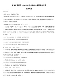 2024-2025学年安徽省芜湖市高二上学期期末考试道德与法治试卷（学生版）