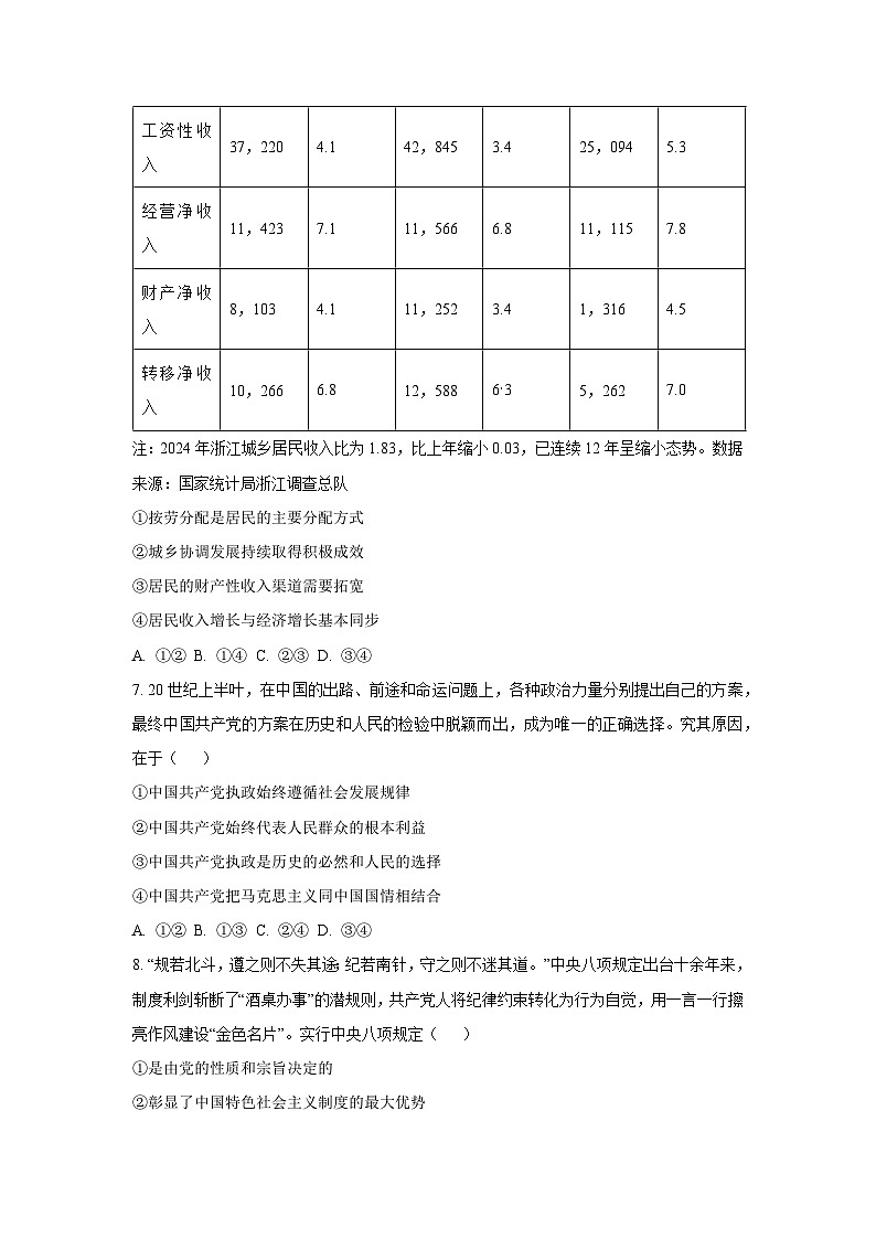 【政治】浙江台州市2025-2026学年高二上学期2月期末质量评估试题思想政治(学生版)第3页