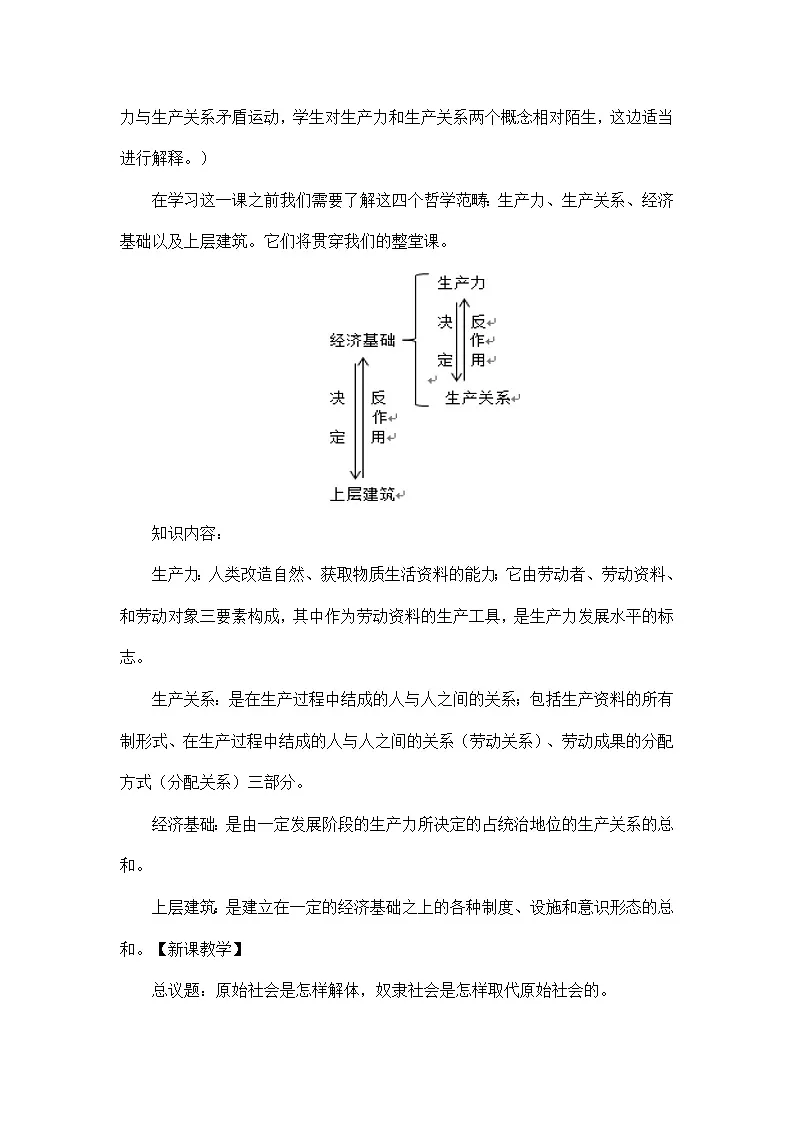 统编版高中政治必修一 1.1.1 原始社会到封建社会 教学设计第2页