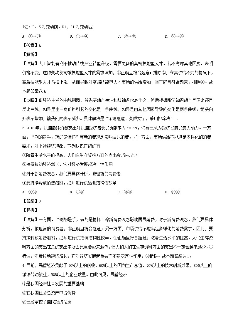 2019届江苏省苏锡常镇四市高三第二次模拟考试政治试题(解析版)02