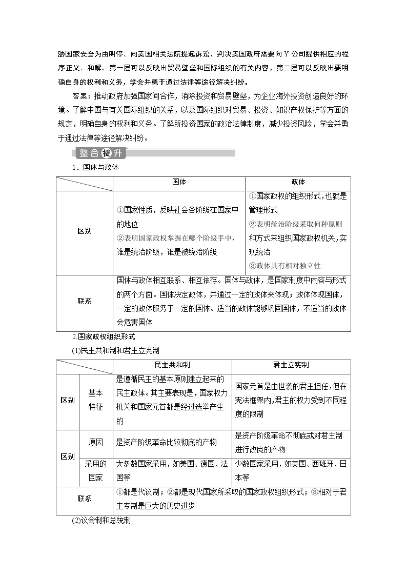 2020江苏高考政治二轮讲义：选修3　国家和国际组织常识03