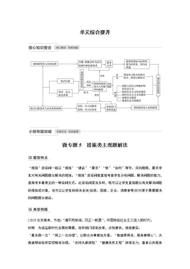 2021高考政治一轮复习 必修2 第06单元 单元综合提升 试卷01