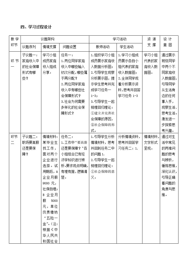 4.2《我国的社会保障 教学设计02