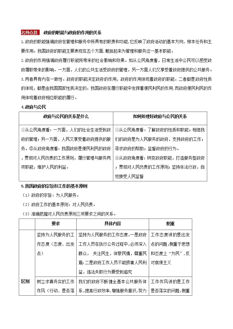 2019年高考政治二轮复习核心专题06《为人民服务的政府》(含解析)03