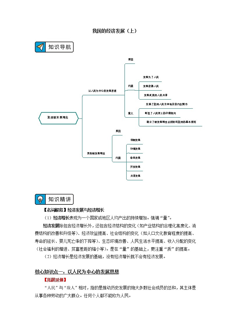 學案  必修2 經(jīng)濟與社會  第二單元 經(jīng)濟發(fā)展與社會進步  第三課 我國的經(jīng)濟發(fā)展  堅持新發(fā)展理念第1頁