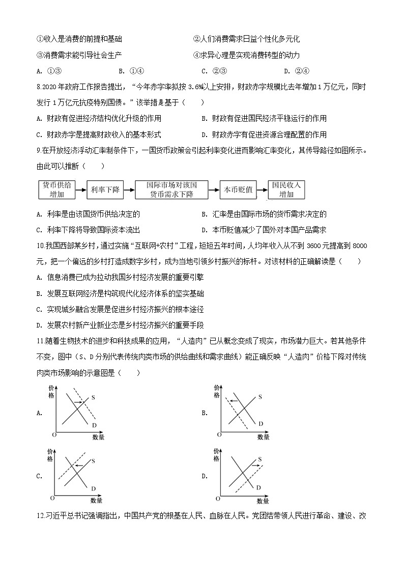 精編：2020年全國統(tǒng)一高考政治試卷（江蘇卷）真題（原卷）第2頁