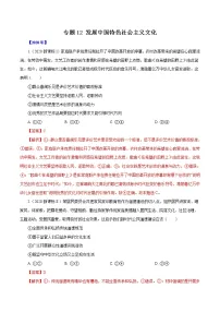 高考政治(2011~2020)真题专项练习 专题12 发展中国特色社会主义文化(解析版)