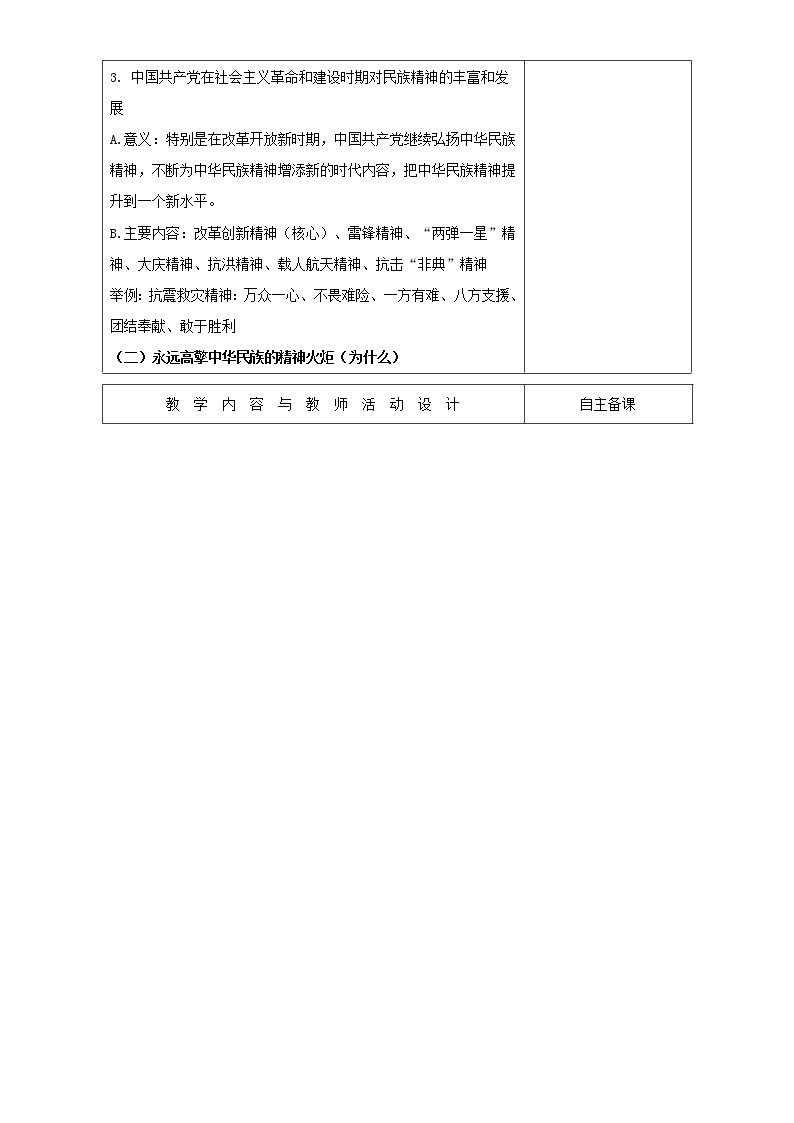 高中政治必修三高效课堂教学设计：7.2弘扬中华民族精神02