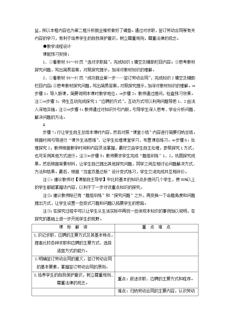 高中政治 4.1 通往就业之路教学设计 新人教版选修502