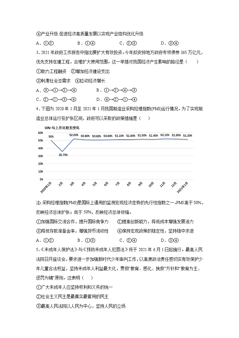 2021辽宁省高考压轴卷:政治+答案解析02