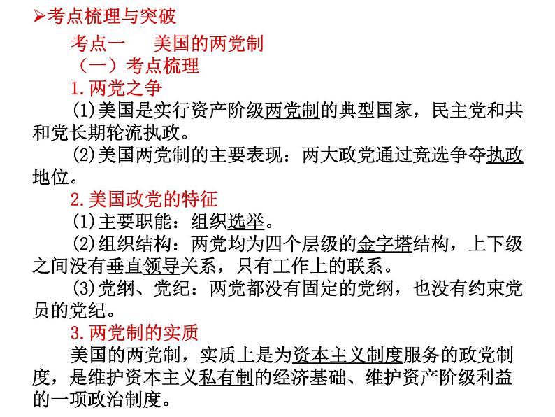 高中政治复习课件 选修3 专题3 联邦制、两党制、三权分立制:以美国为例02