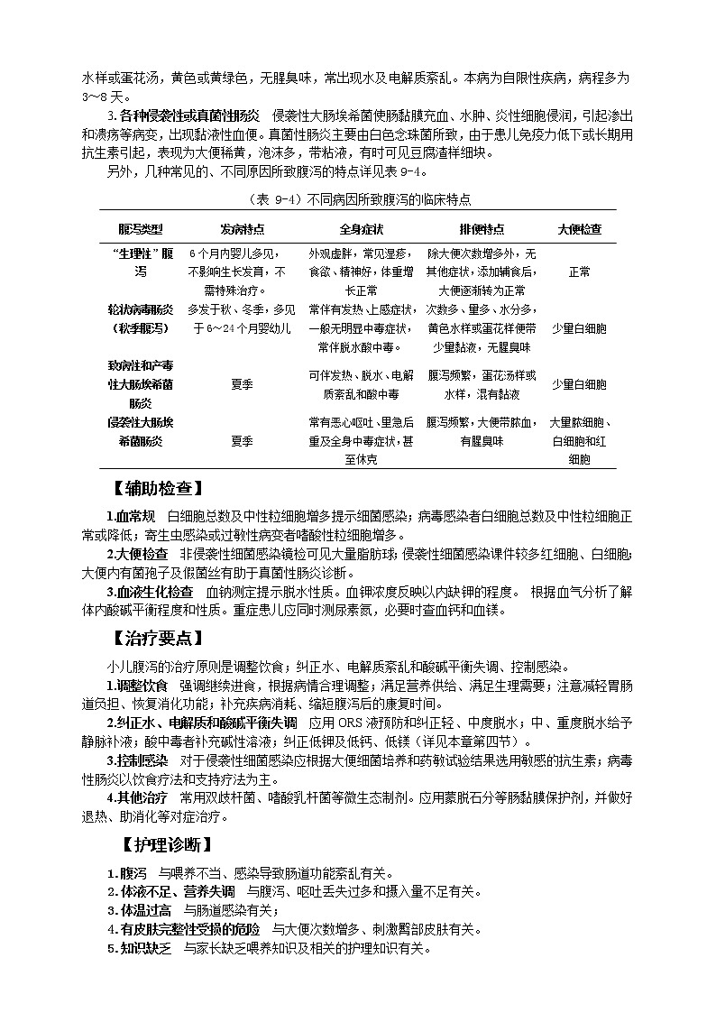 《儿科护理》第9章 第3节 小儿腹泻的护理(含同步训练与执业资格考试模拟试题+答案)03