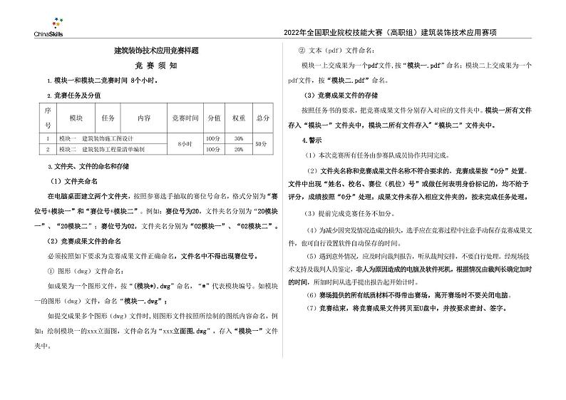 2022年全国职业院校技能大赛高职组 建筑装饰技术应用赛项模拟赛题(PDF版)03