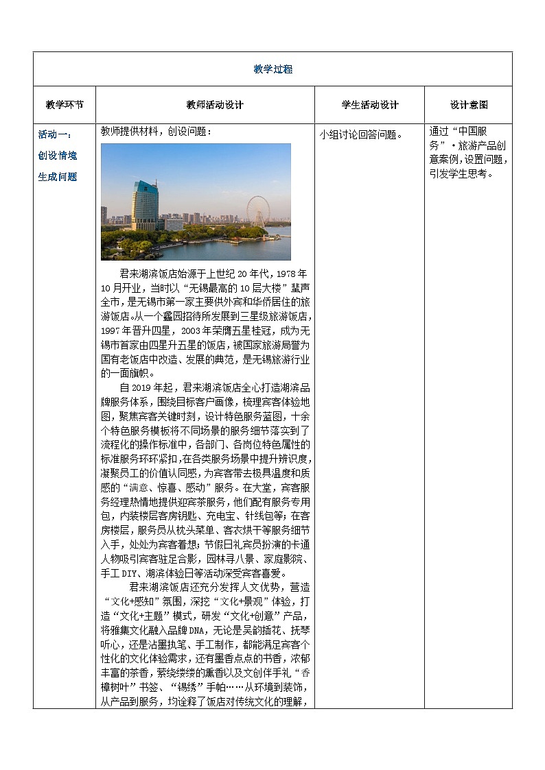 项目四 任务三 旅游饭店(教案)-《旅游概论》 (高教社第二版)同步精品课堂02