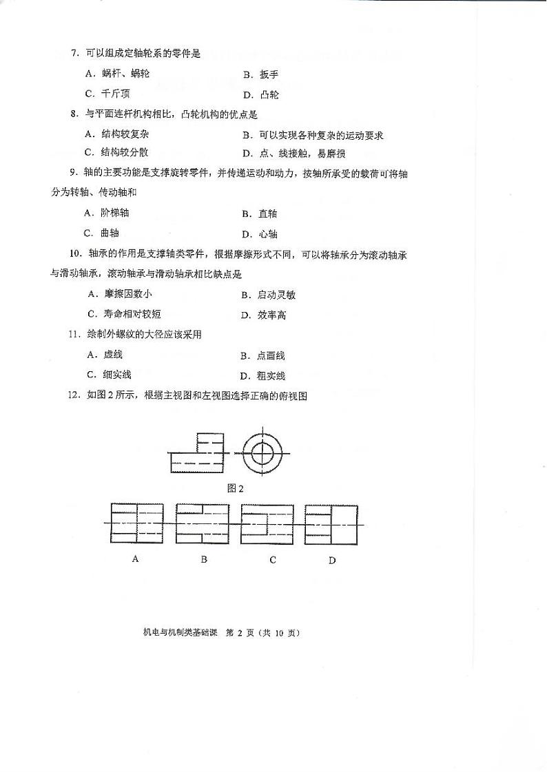 2023年河南省对口升学机电类基础课试卷02