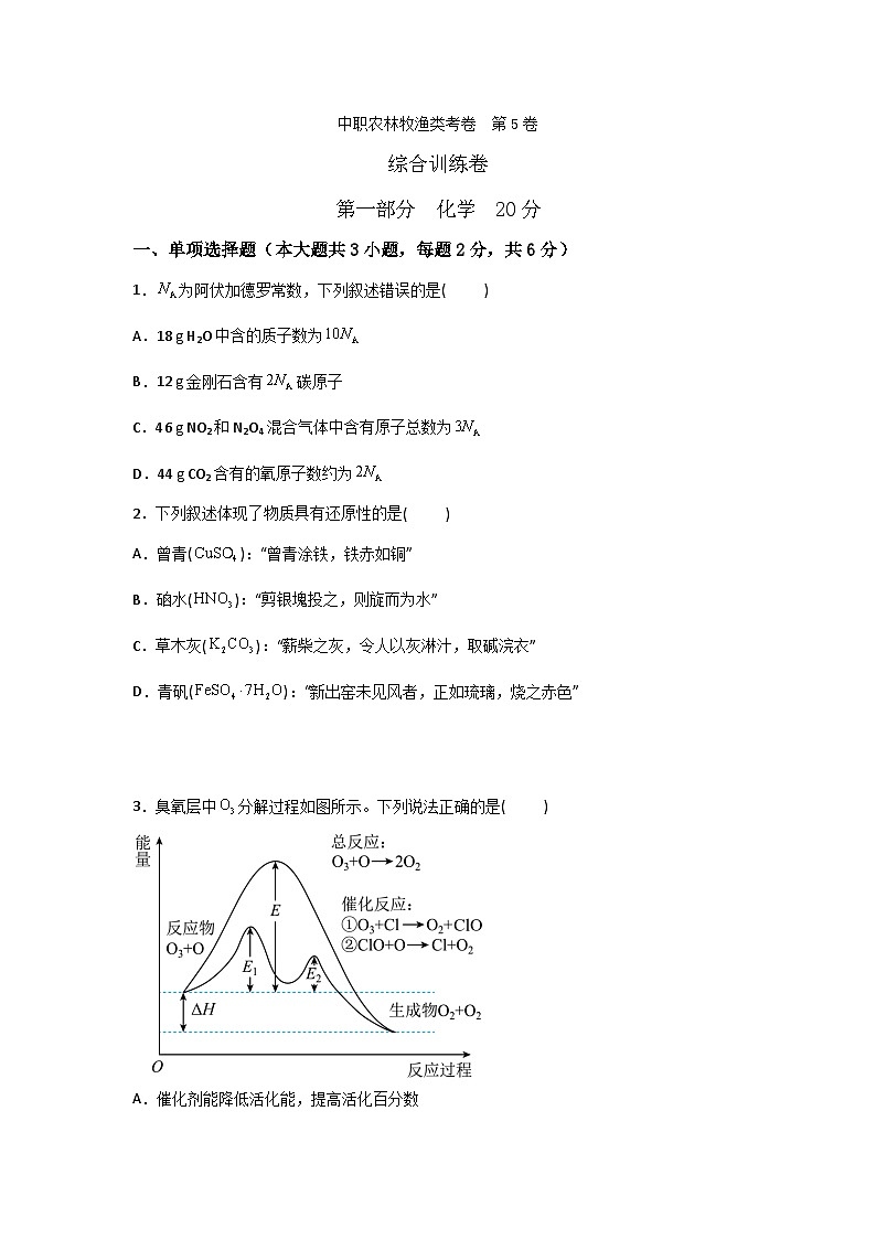 農(nóng)林牧漁類專業(yè)綜合訓(xùn)練卷     第5卷 （原卷版） 第1頁(yè)