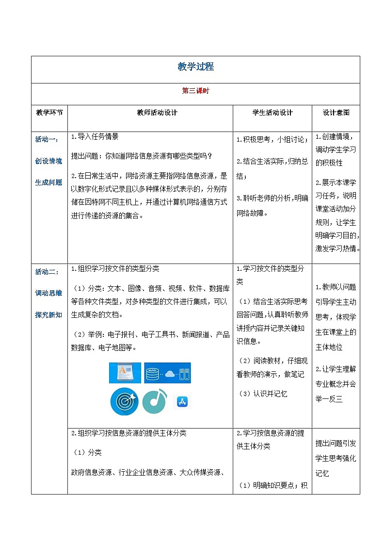 【中职专用】高教版2021中职高中信息技术 基础模块上册2.3.1 认识网络信息资源(教案)02