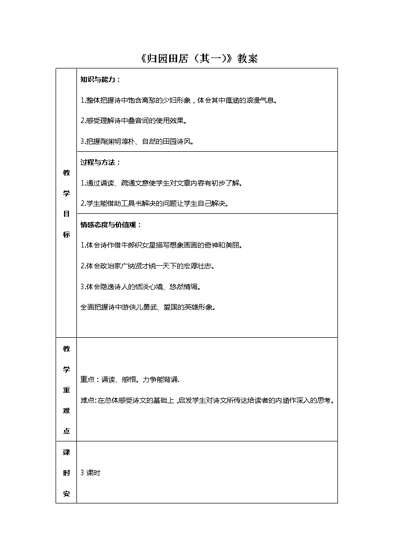 《歸園田居（其一）》教案第1頁