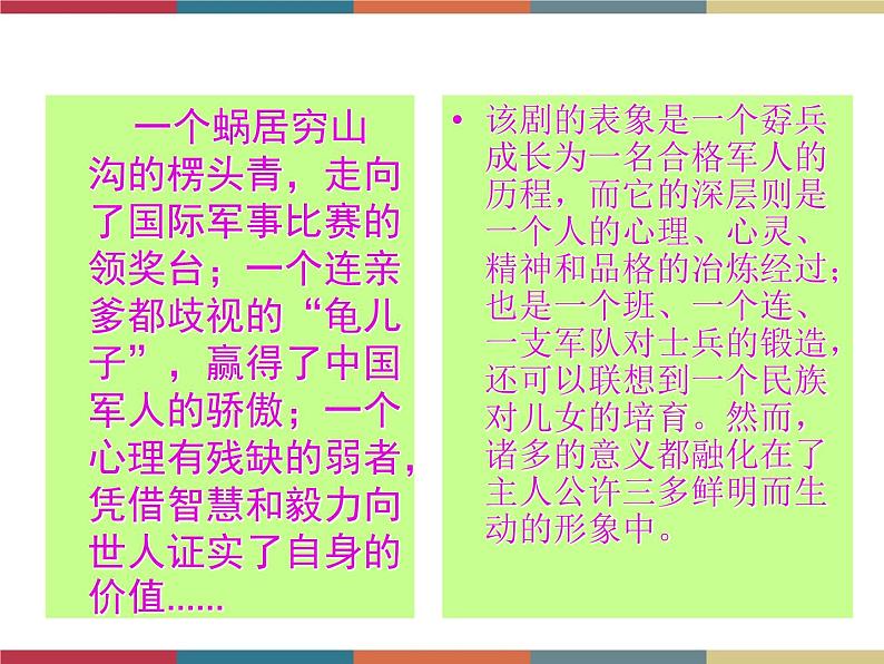 高教版中职高一语文基础模块下册 第5单元 19《士兵突击》课件06