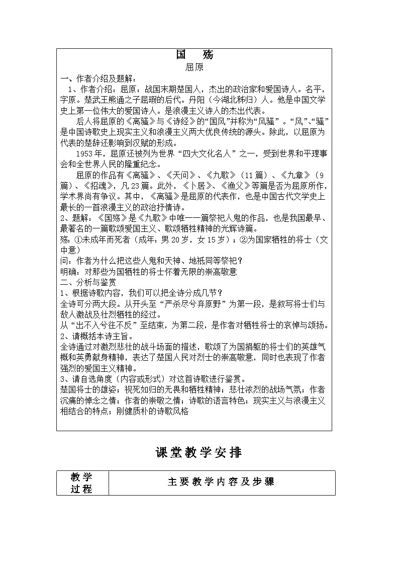 高教版中职语文(拓展模块)第28课《国殇》word教案02